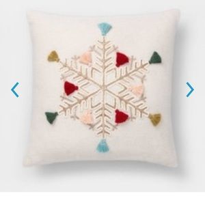 Embroidered snowflake throw pillow